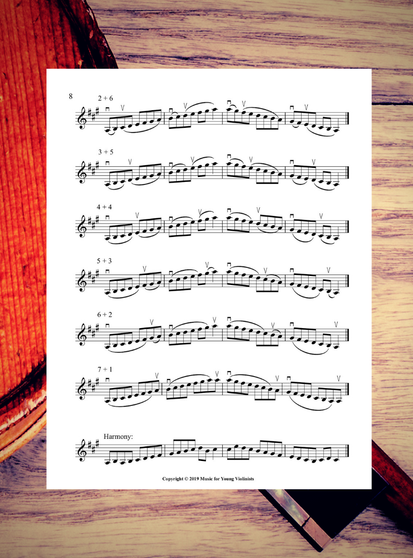 A Major Scale Sheet for Violin