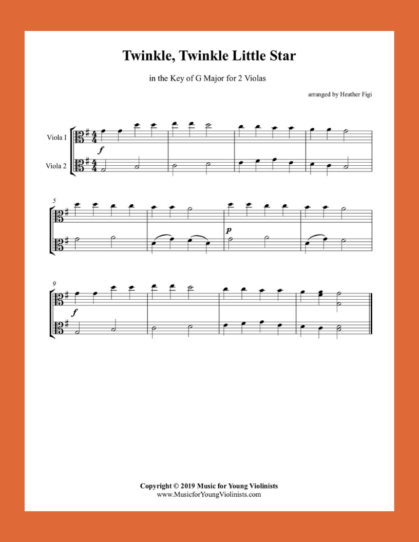 Twinkle, Twinkle, Little Star Viola Sheet Music