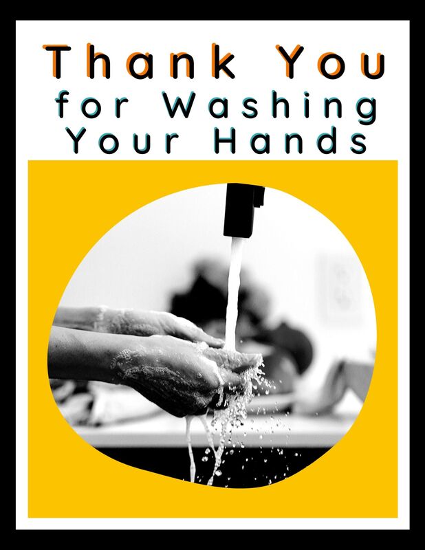 Thank you hand washing sign