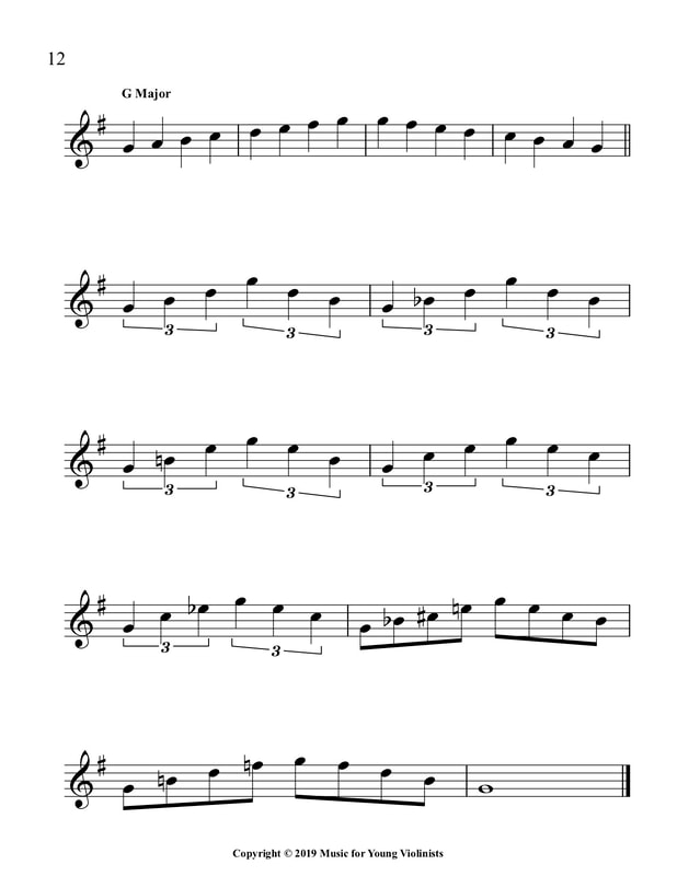 G major violin scale arpeggio PDF