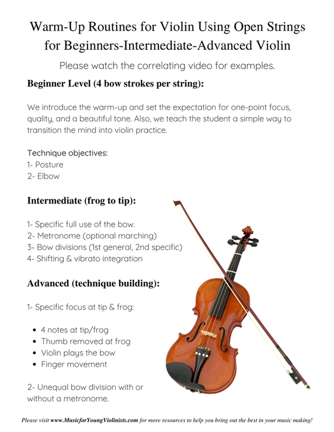 Open String Warm Up for Violin PDF