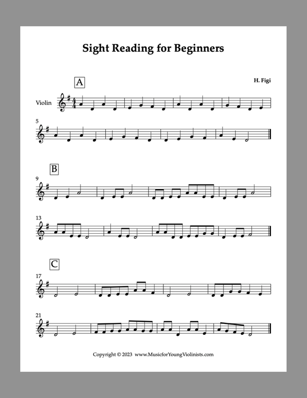 Sight reading for beginning violin